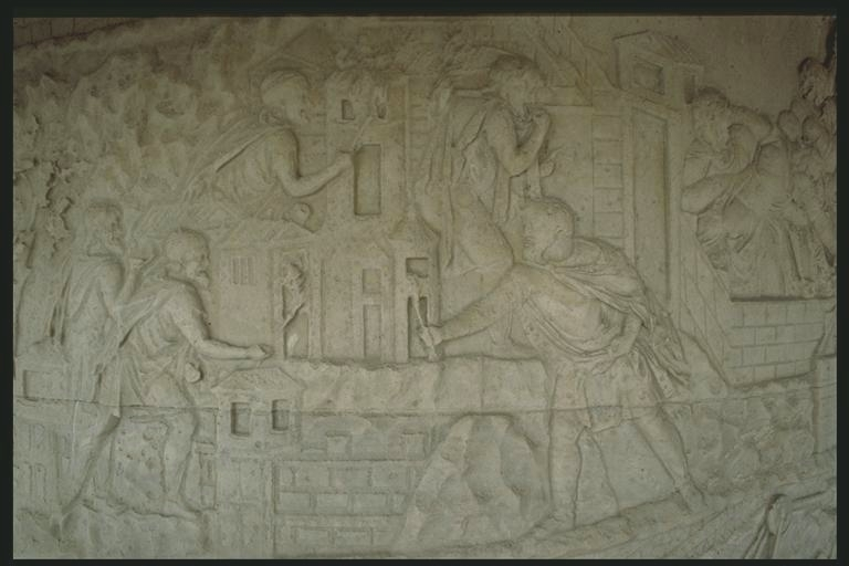 Dacians setting fire to their fortress
