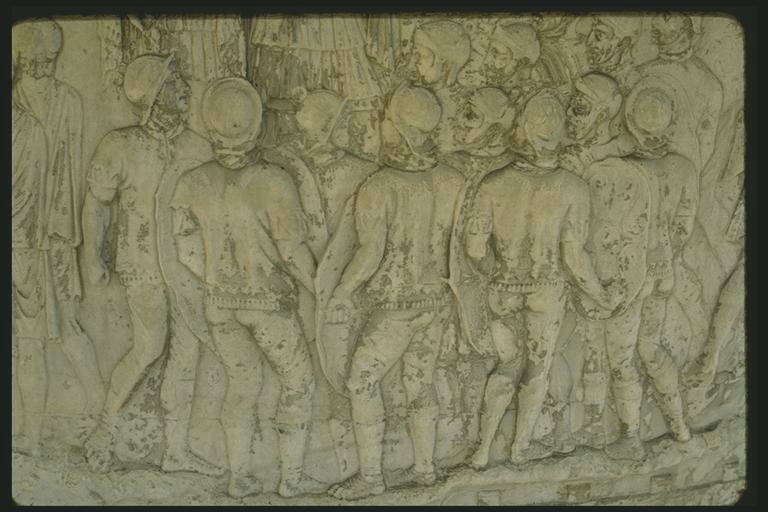 Troops listening to Trajan