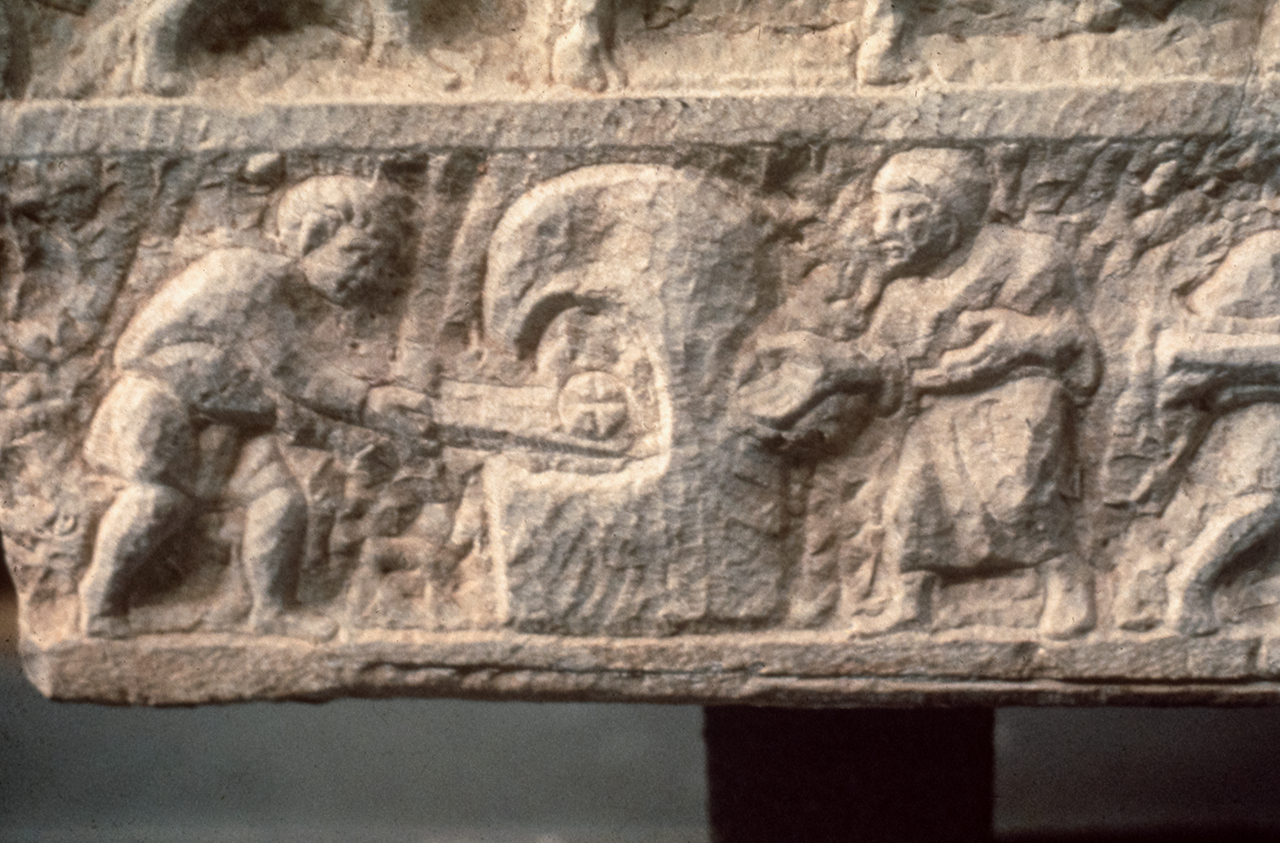Detail of an unfinished sarcophagus