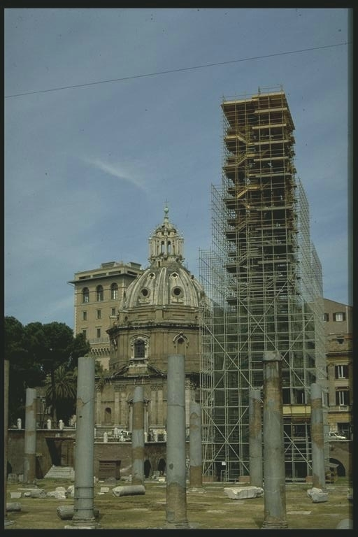 Trajan's column under scaffolding